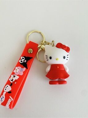 Hello Kitty Red Dress Keyring with Character Wrist Strap